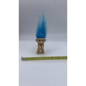 Vintage Aqua Blue Hair 6” (with hair) Troll Doll  Made In Korea Blue Eyes